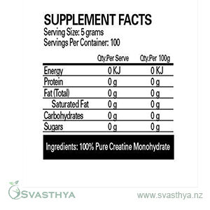 Optimum Nutrition Creatine Supplement Facts
