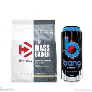 Dymatize Super Mass Gainer and Free bang energy drink