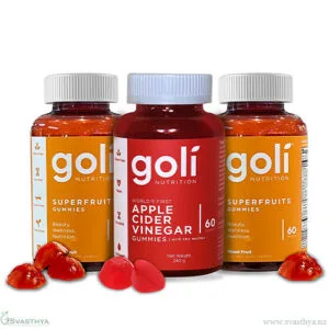 Pack of 3 Goli Nutrition Apple Cider Vinegar, Superfruits Gummies