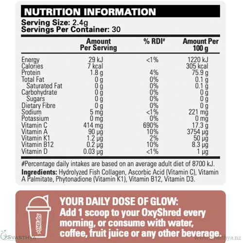 EHP Labs Oxyglow Nutrition Information