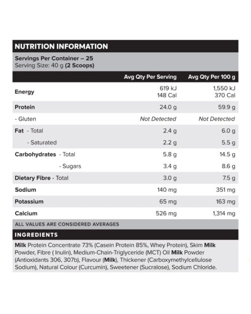 Musclenation Cookie Cream 2.5kg Nutritional Panel