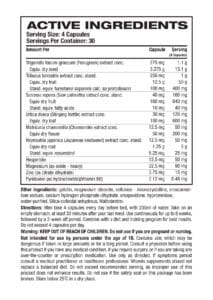 Pharmafreak Test Freak 120 caps nutritional panel