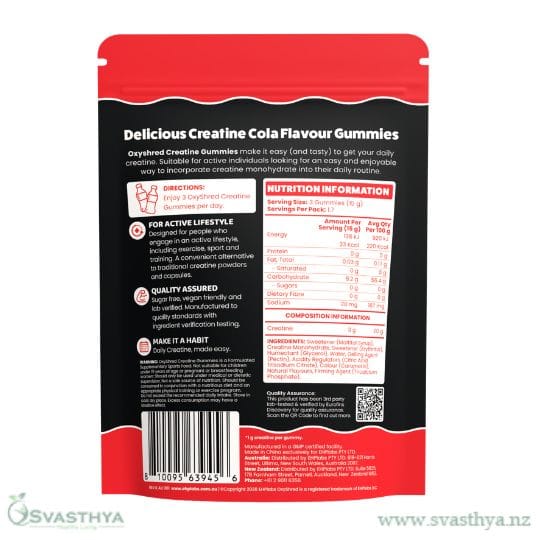 Oxyshred Creatine Gummies 5 gummies satchet-Cali Cola-Nutritional Panel