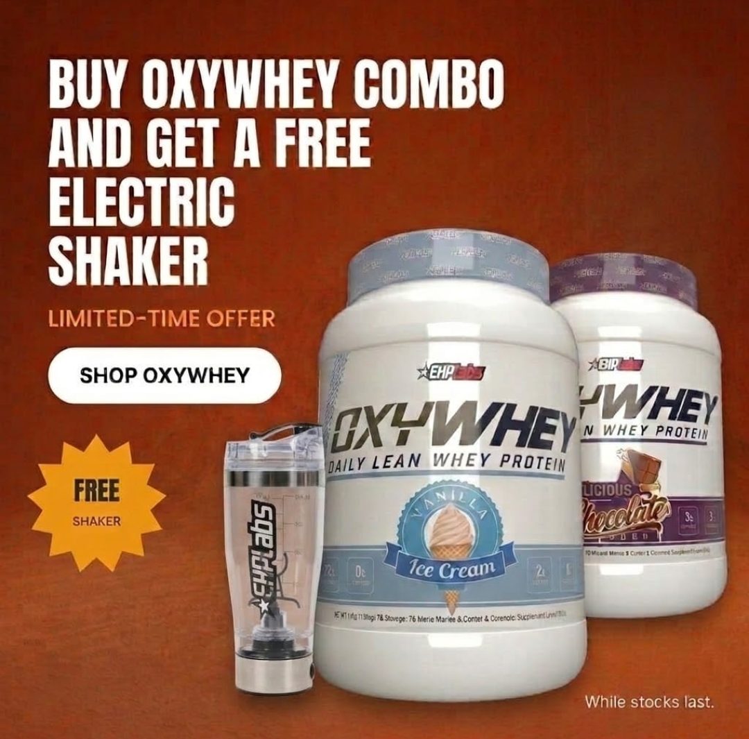EHP LABS OXYWHEY SHAKER Promotional banner